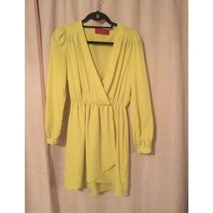Neon Yellow Akira Wrap Dress